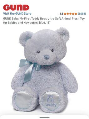 Gund "First Teddy Bear" baby blue NEW in original package